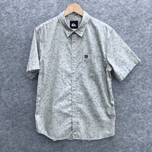 Quiksilver Men's Freedom Classic Short Sleeve Button Up Shirt M, Gray Floral